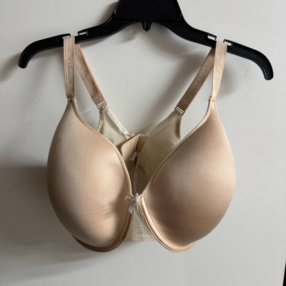 Chantelle Bra 34DDDD Tan Satin Lined C-Ideal Underwire Adjustable Strap